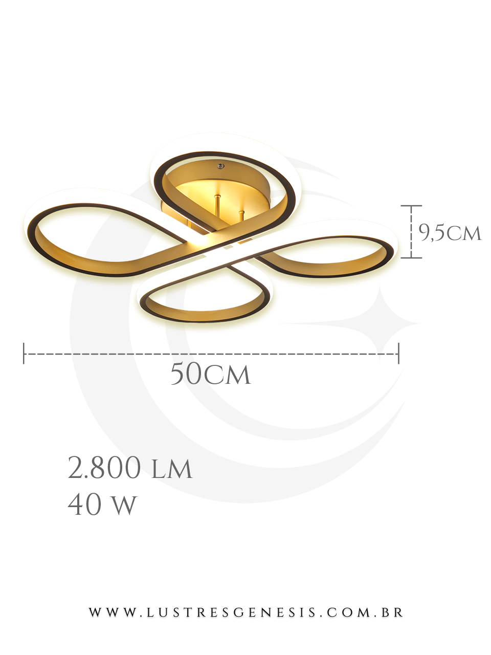 Medidas do Plafon de LED 3 em 1 Moderno Dourado Plus